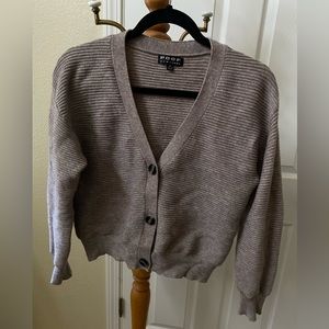 Light purple cropped button up sweater